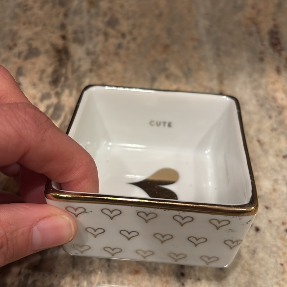 Heart Trinket Dish - White and Gold - Picture 3 of 5
